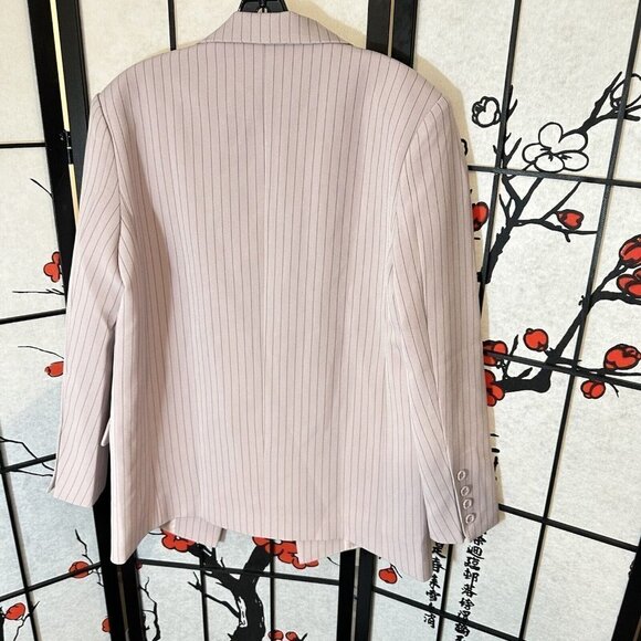 LIONESS NYC OVERSIZED BLAZER PINK PINSTRIPE SIZE XXS One Button NEW - Picture 9 of 12